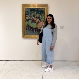 Skinny strap  striped overalls